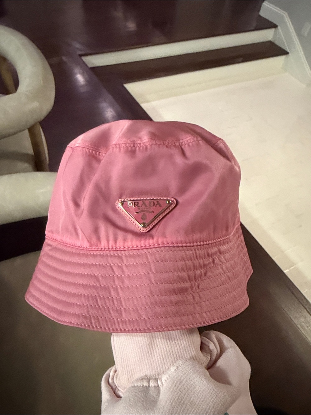 Authentic Prada Pink Nylon Bucket Hat